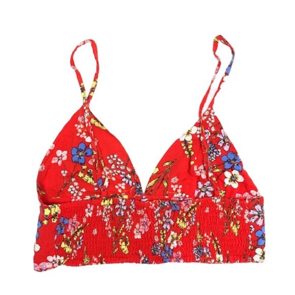 FOREVER 21 Red Floral Triangle Bralette | M - Picture 2 of 4
